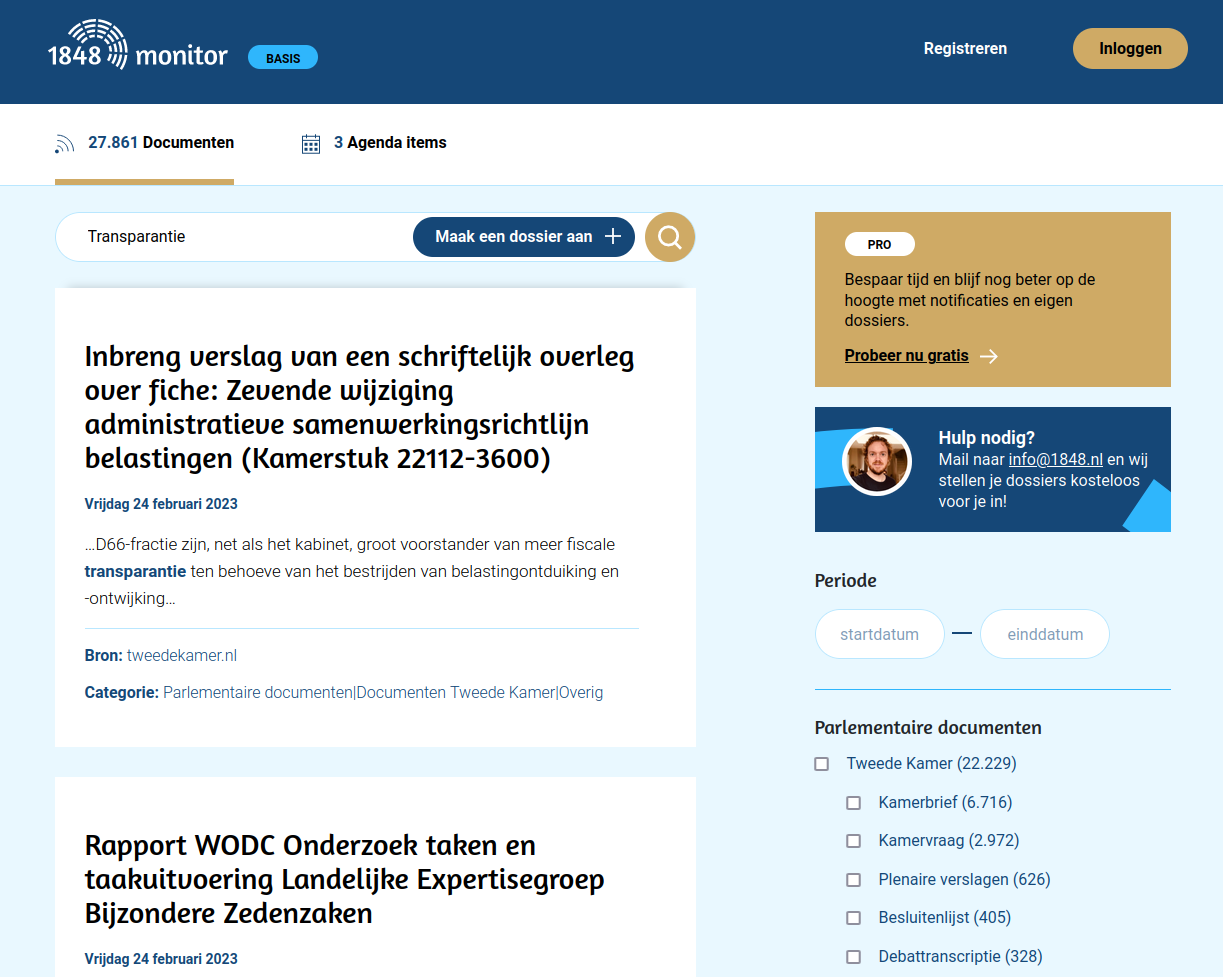 Screenshot van app.1848.nl