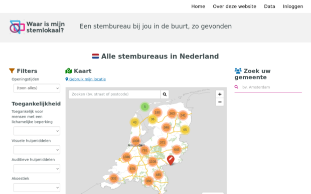 Screenshot van WaarIsMijnStemlokaal.nl
