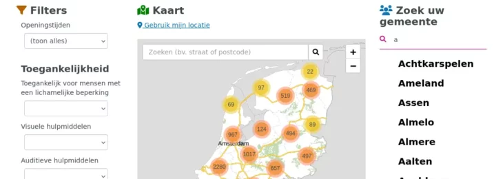 Screenshot van WaarIsMijnStemlokaal.nl tijdens de Europese Parlementsverkiezingen 2024