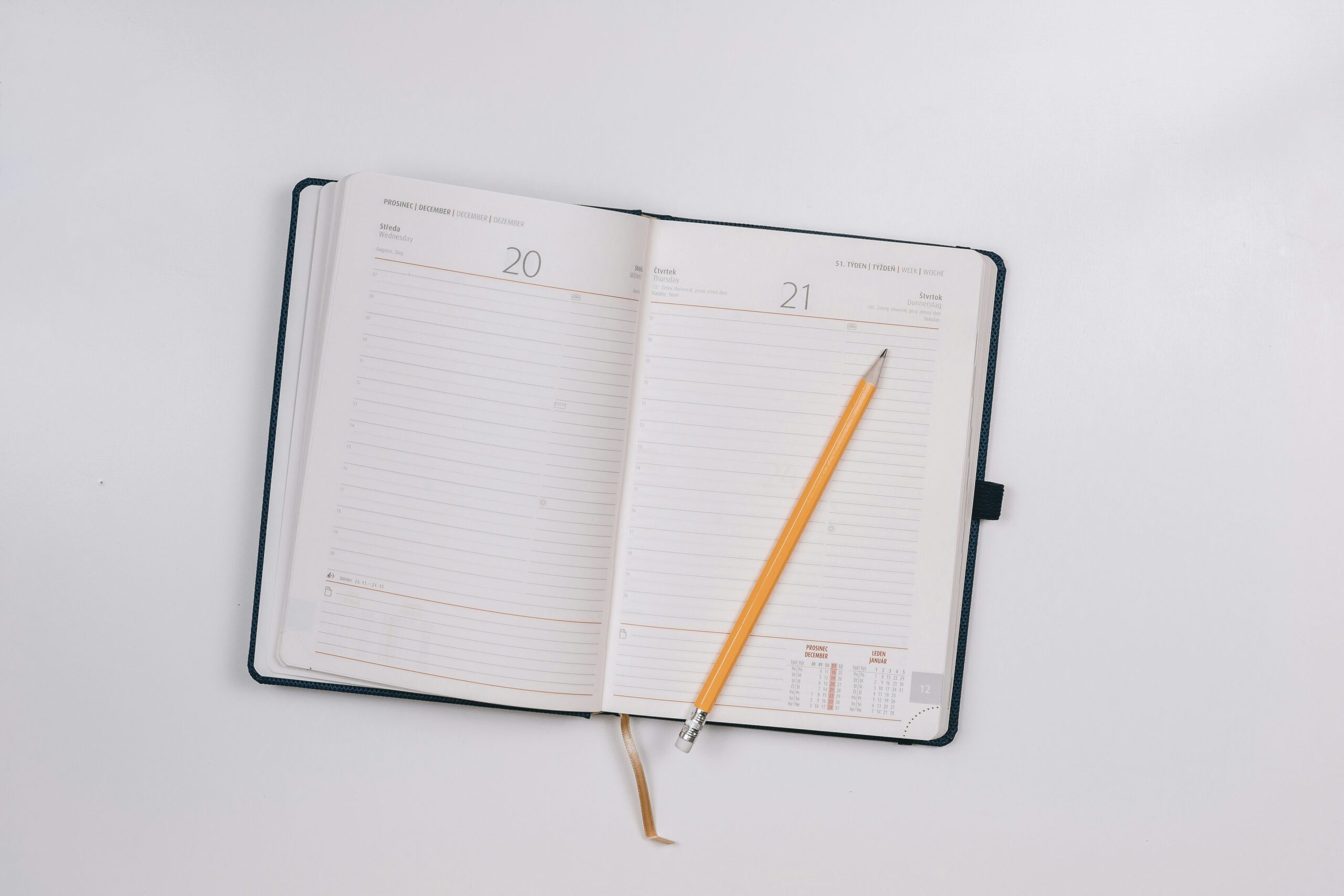 Afbeelding van een lege agenda