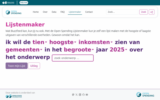 OpenSpendingLijstjes.nl