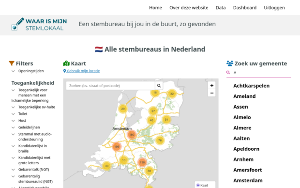 Screenshot van WaarIsMijnStemlokaal.nl