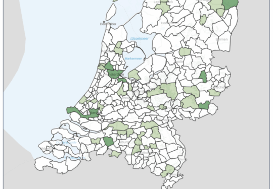 (Nederlands) Kaart van gemeentes die beschikkingen openbaar publiceren.