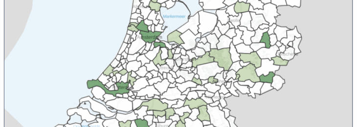(Nederlands) Kaart van gemeentes die beschikkingen openbaar publiceren.