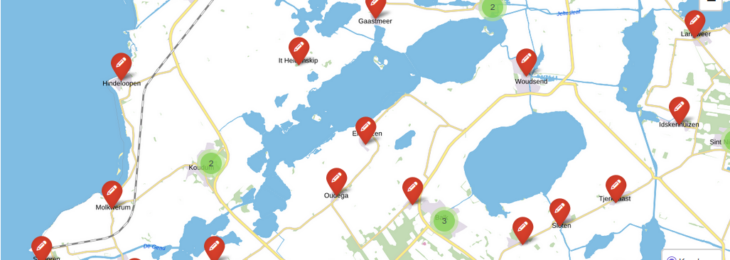 Screenshot van de kaart op WaarIsMijnStemlokaal.nl