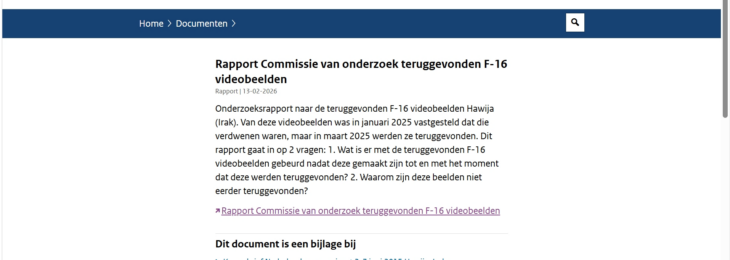 Screenshot pagina rapport